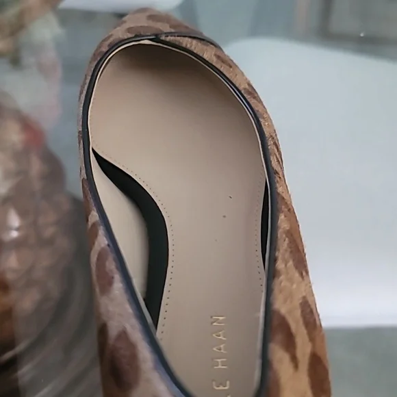 Cole Haan Women's Shoes 7B Brown Tan Leopard Skimmer Flat Leather Point Toe - Picture 6 of 12